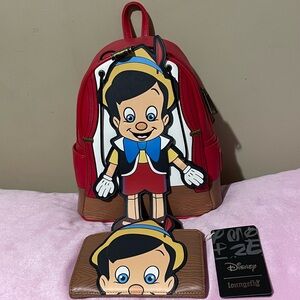 Loungefly Pinocchio Marionette Mini Backpack and wallet set new with tags